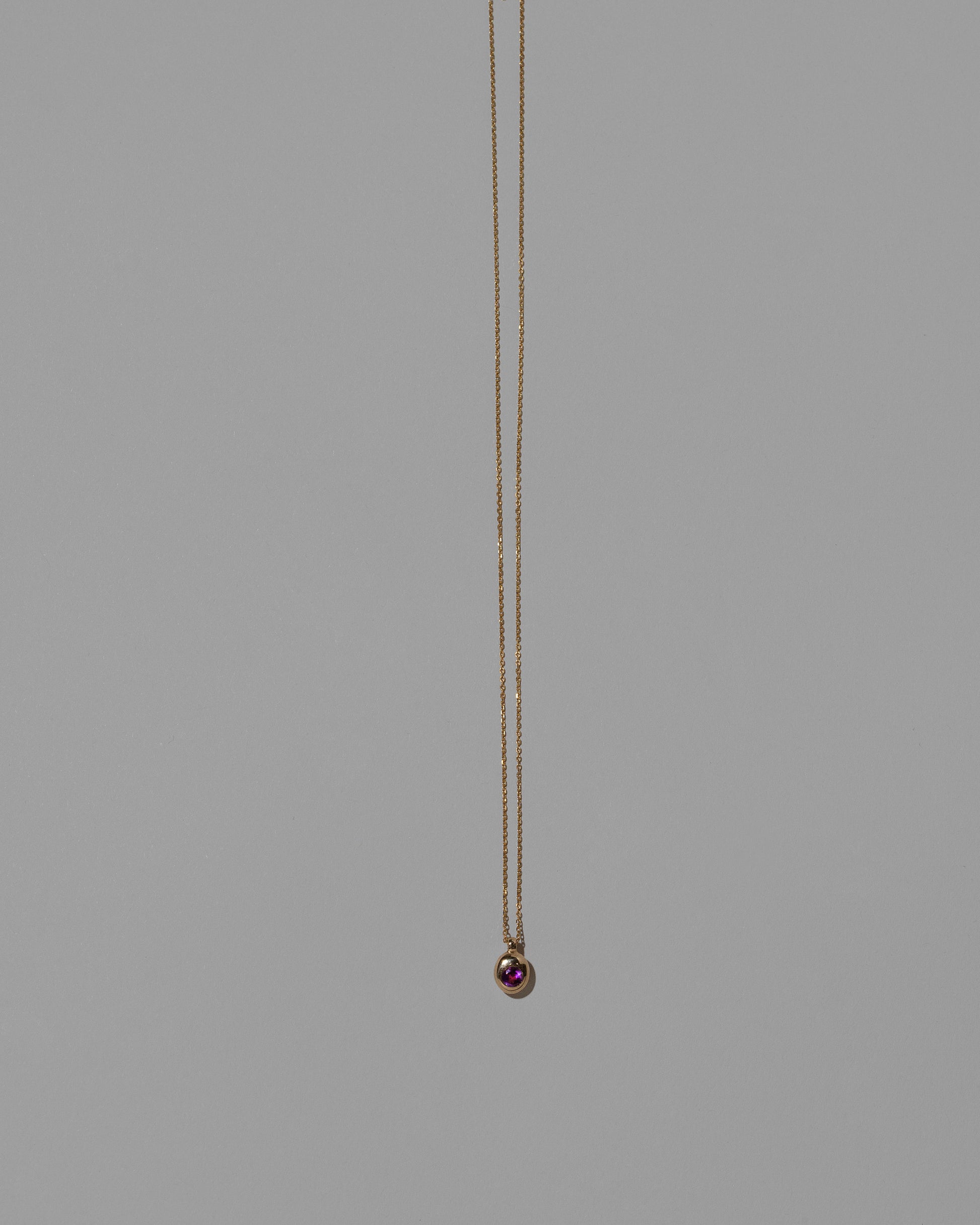 Amethyst Birthstone Level Necklace on light color background.