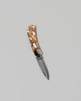 Santa Fe Stoneworks Spiney Oyster Small Lockback Knife on light color background.