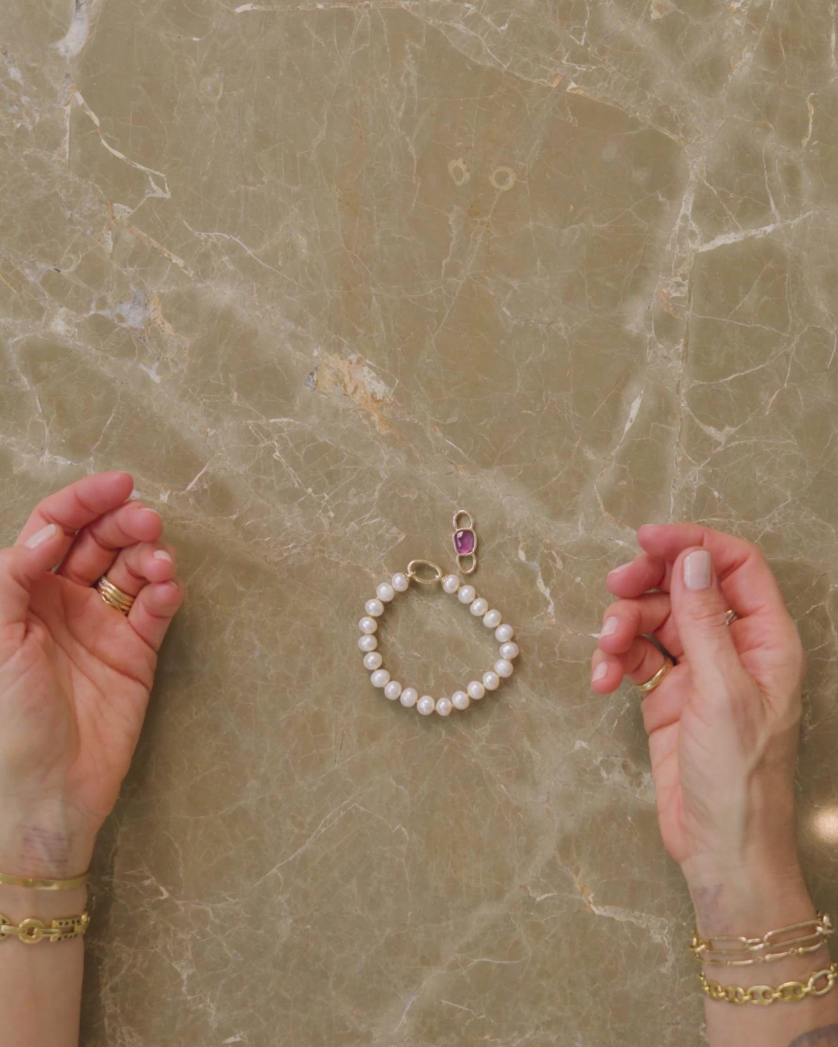 How to style and transform the Pearl Openable Link Bracelet, Link Bracelet and Link Necklace with the Sapphire Gusher Openable Pendant.
