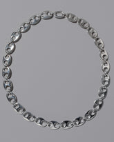 CRZM Sterling Silver Yuba Medium Necklace on light color background.