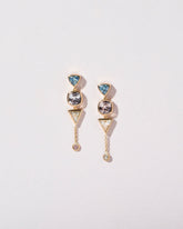  Trillion Cut Sapphire Cluster Earrings - Final Sale on light color background.