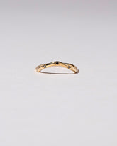 Gold Black Diamond Five Stone Low Peak Band on light color background.