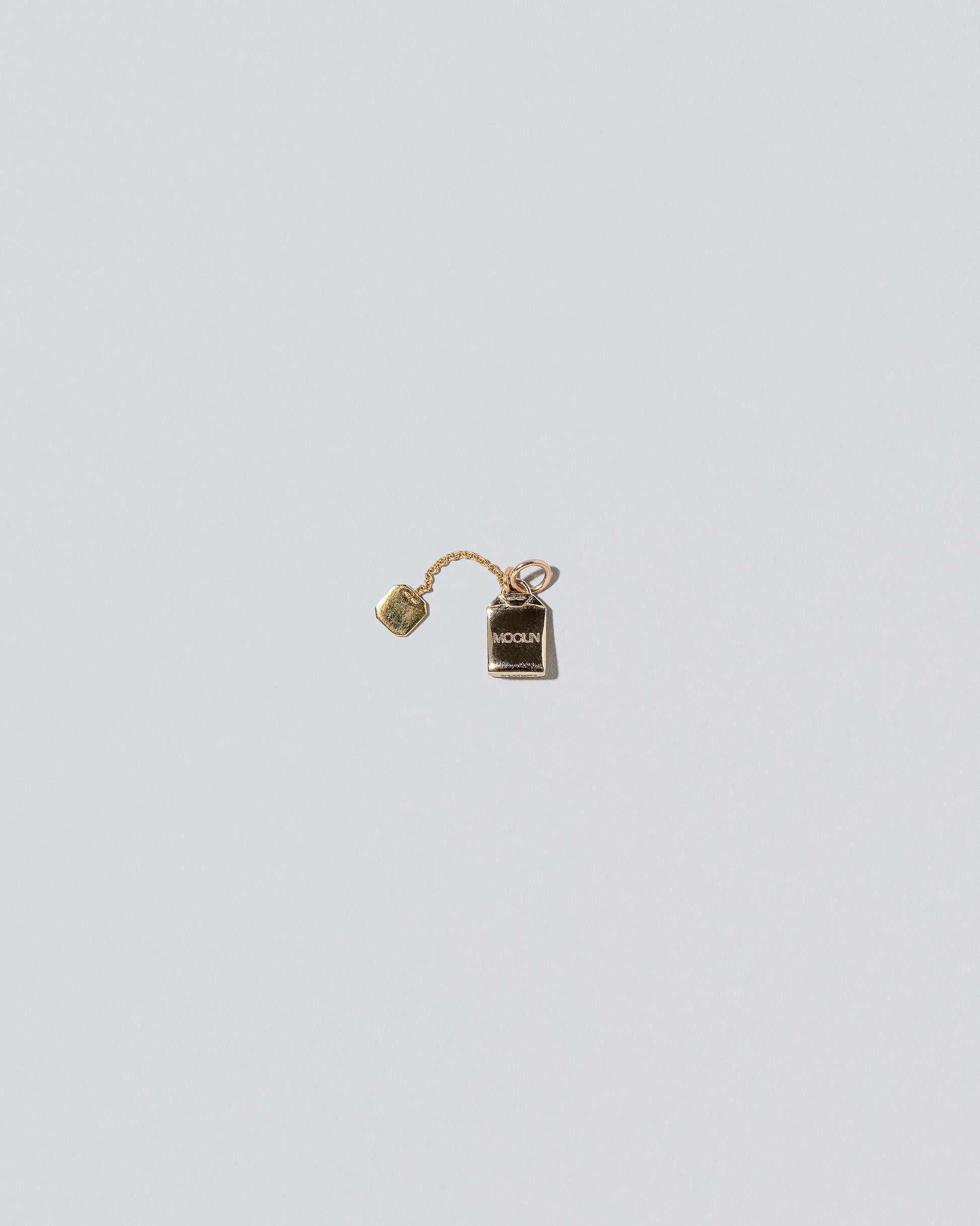 Tea Bag Charm on light color background.