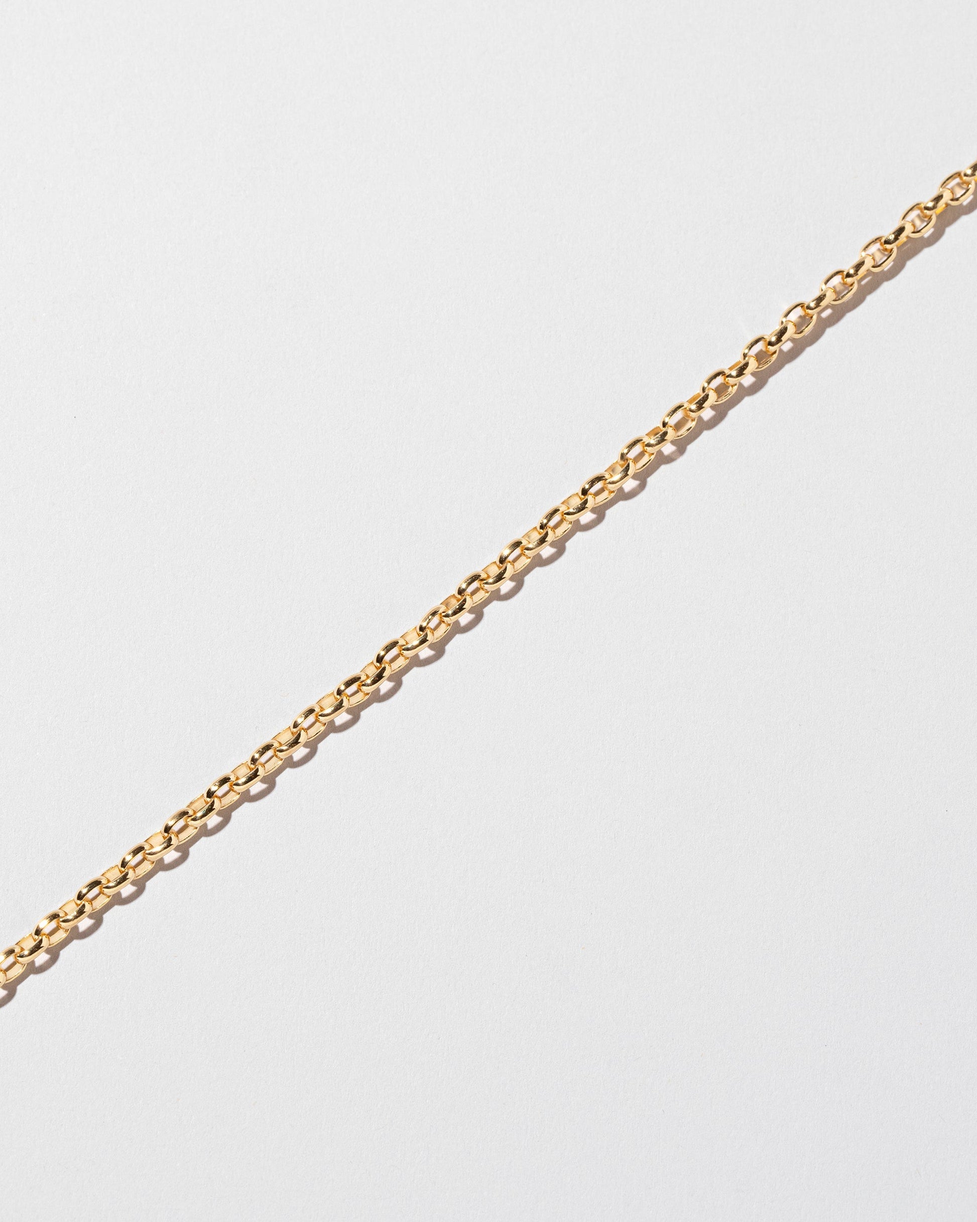 Closeup details of the Short Loop Chain Necklace on light color background.