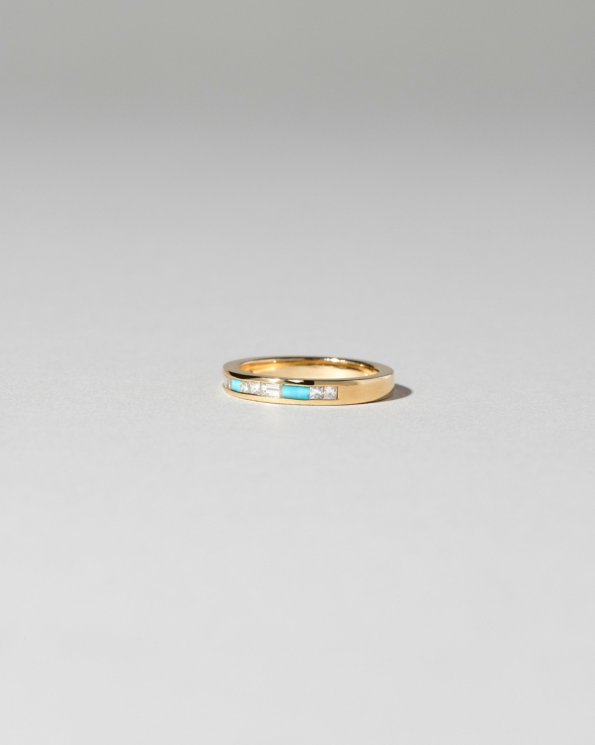  Channel Set Band - Diamond & Turquoise on light color background.