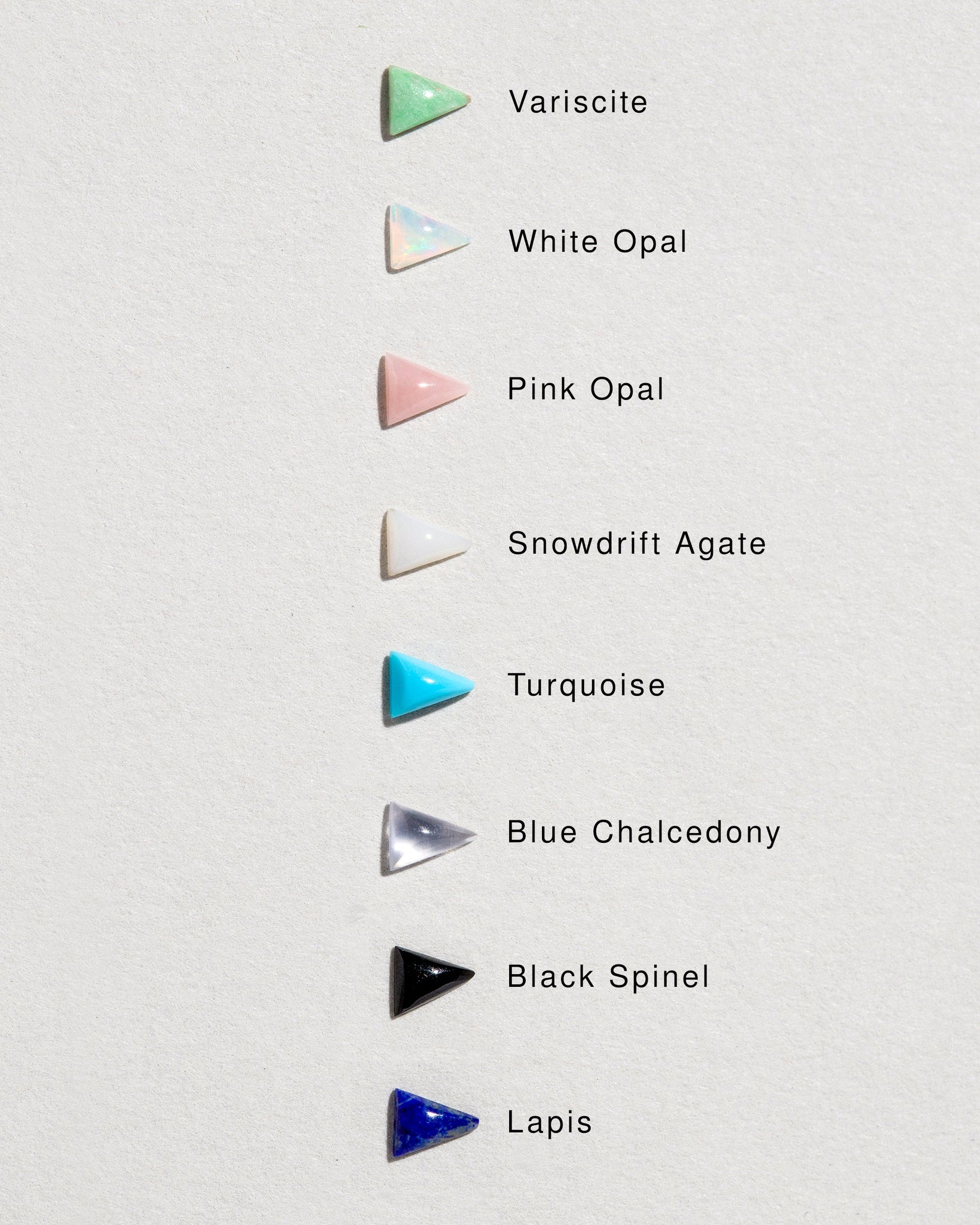 Available gemstones on light color background.