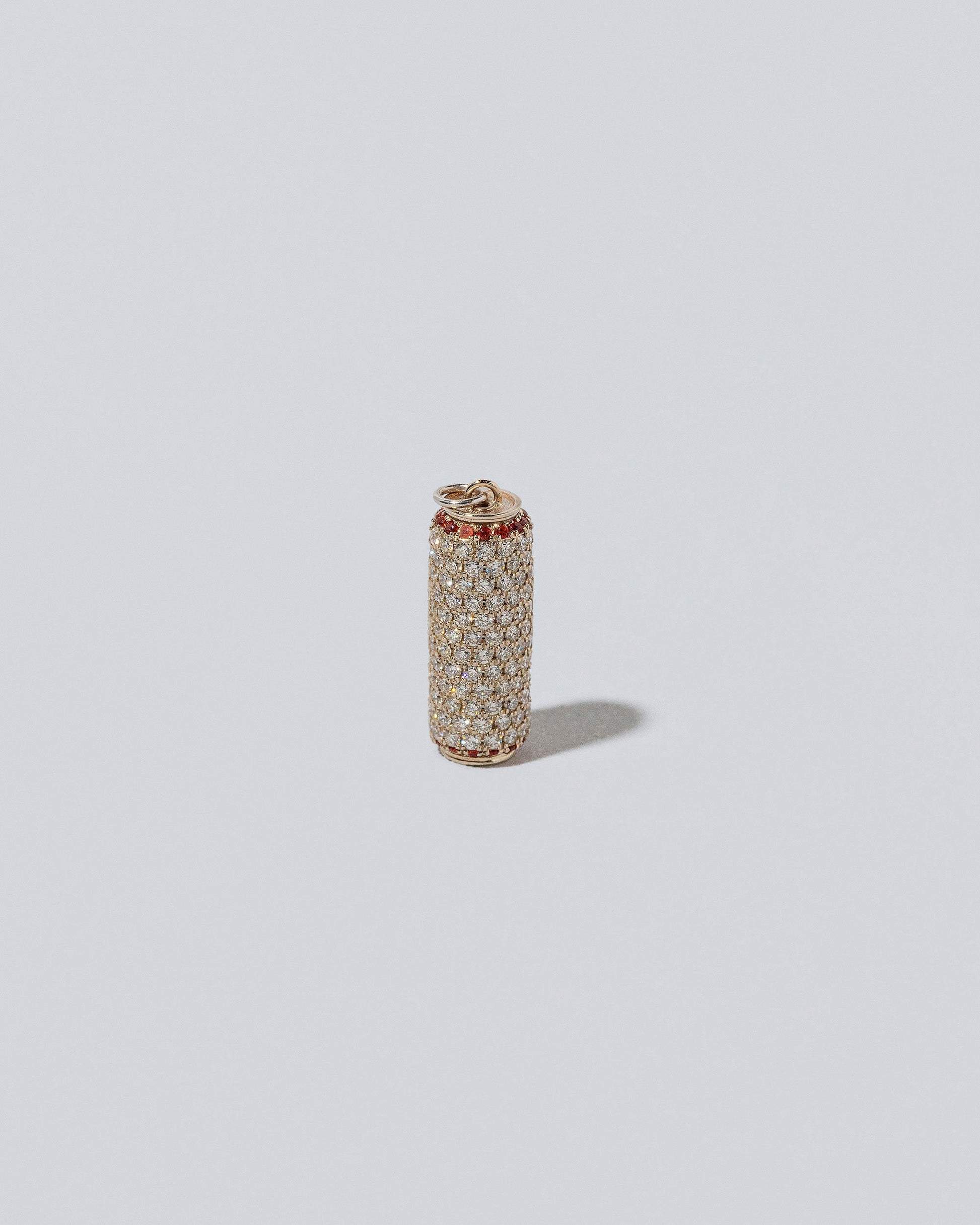 Aluminum Can Charm - Paws Blue Ribbons on light color background.