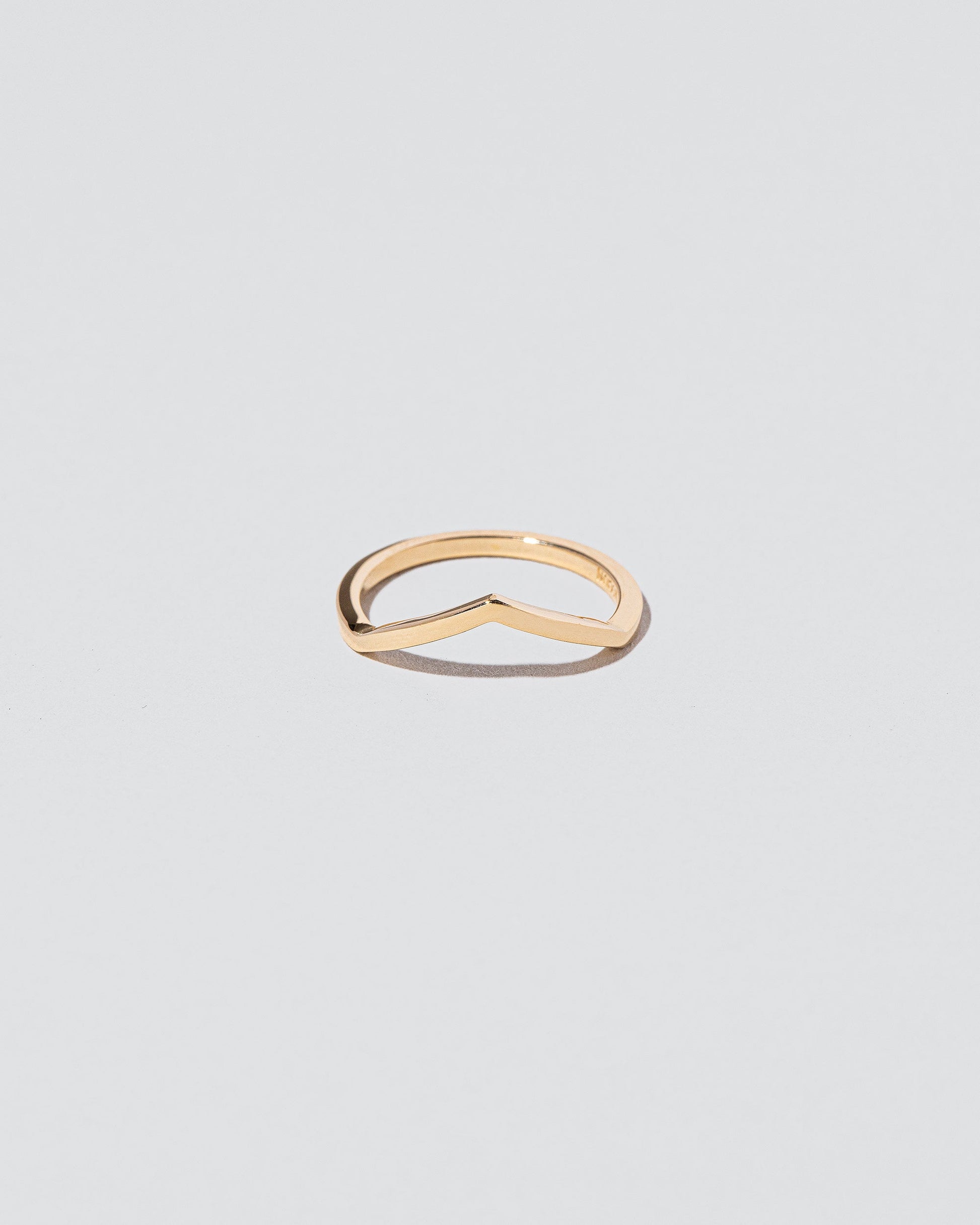 Gold Solid Square Wire Low Peak Band on light colored background.