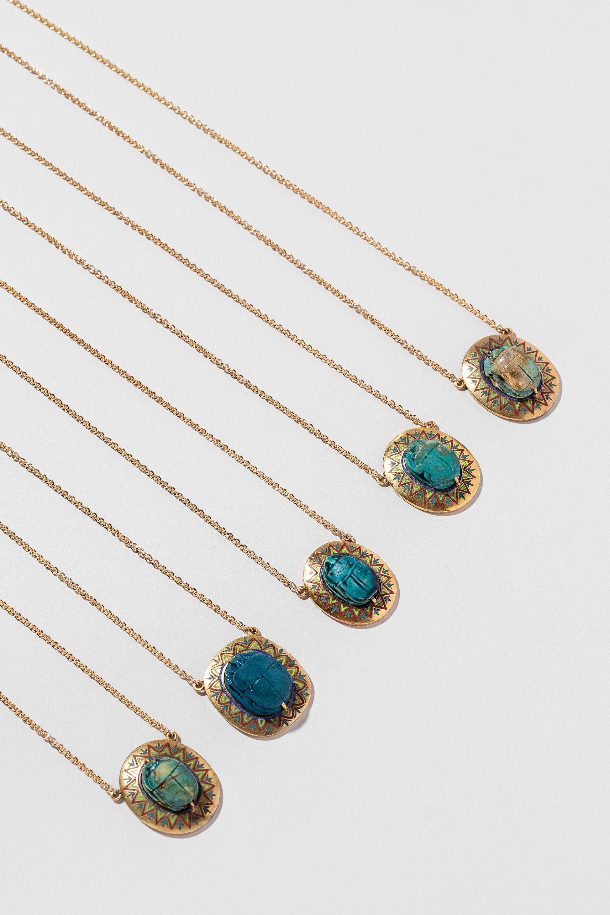  Scarab Necklace on light color background.