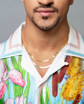 4.6mm Liquid Chain Necklace and 2.8mm Liquid Chain Necklace on male model.