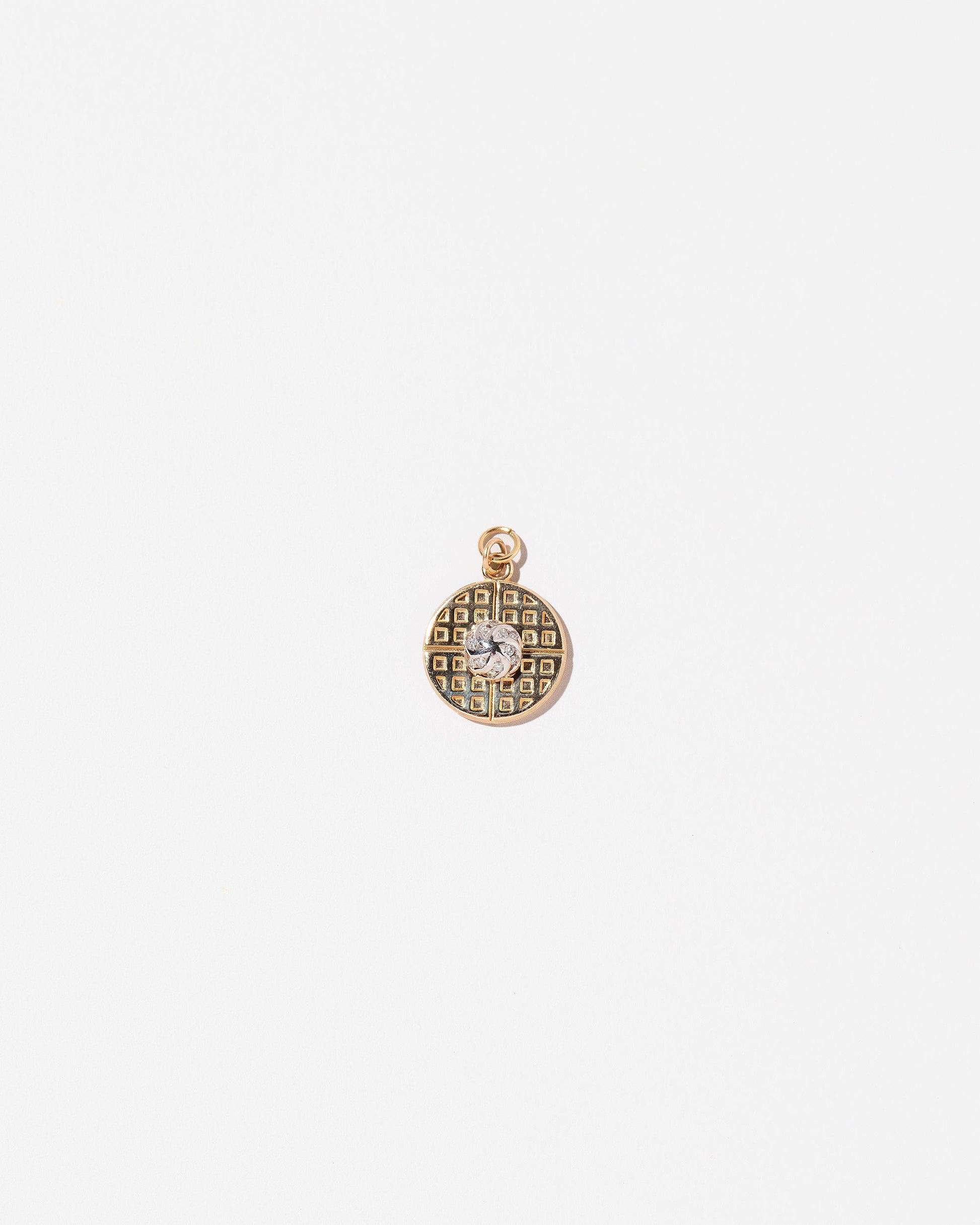 Waffle With Whipped Cream Charm on light color background.