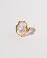 View from the side of the Long Distance Intaglio Seal Ring on light color background.