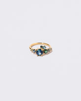  Luna Ring - Bicolor Sapphire on light color background.