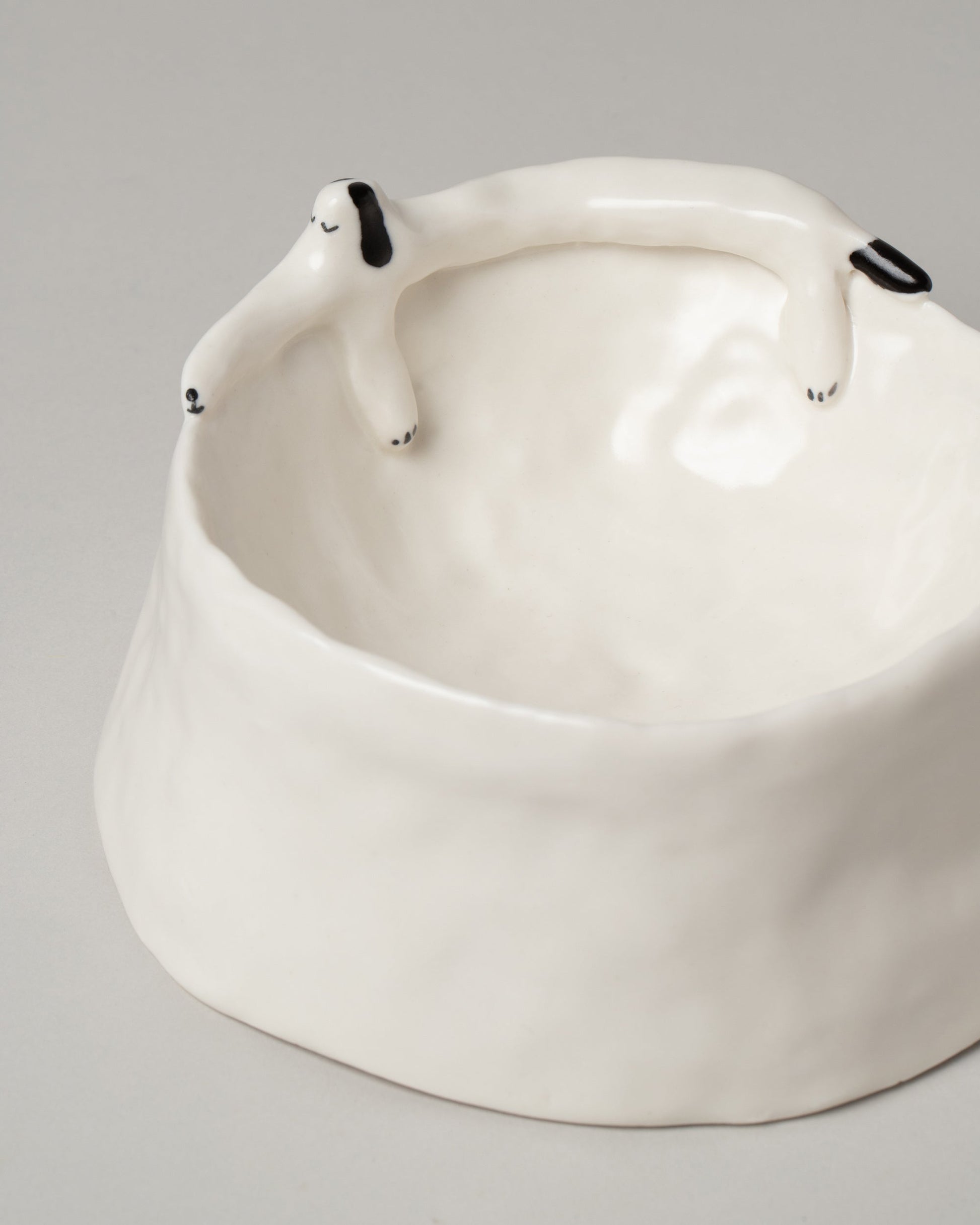 Closeup detail of the Eleonor Boström Bowl For Dog on light color background.