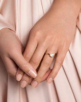 Sun & Moon Ring - White Diamond on model.