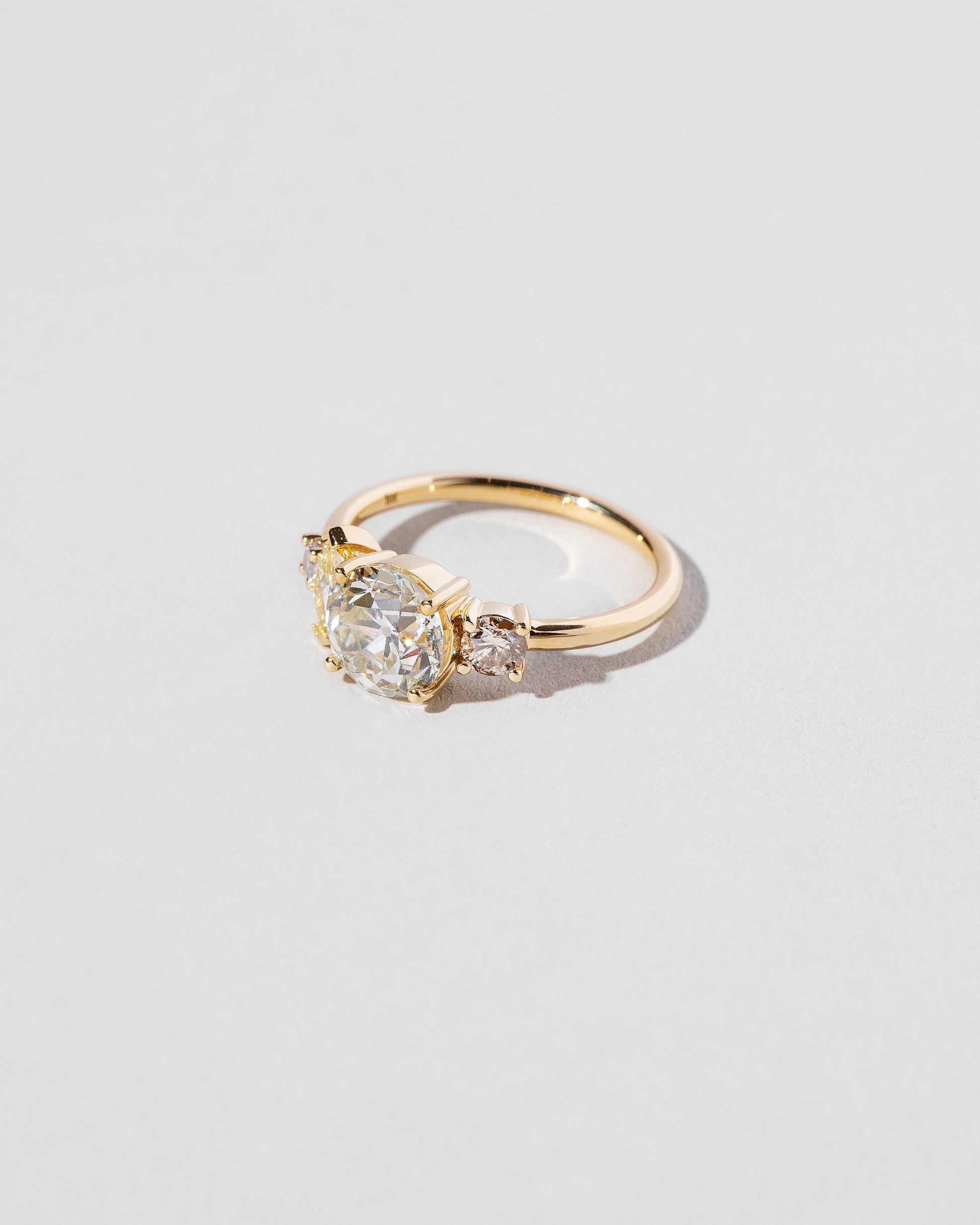 View from the side of the Euthenia Ring on light color background.