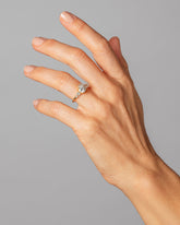 White Diamond Luna Ring on model.