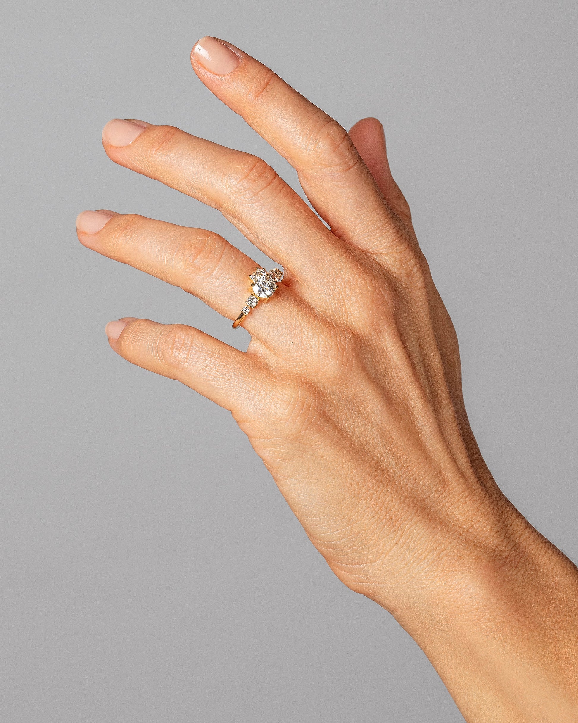 White Diamond Luna Ring on model.