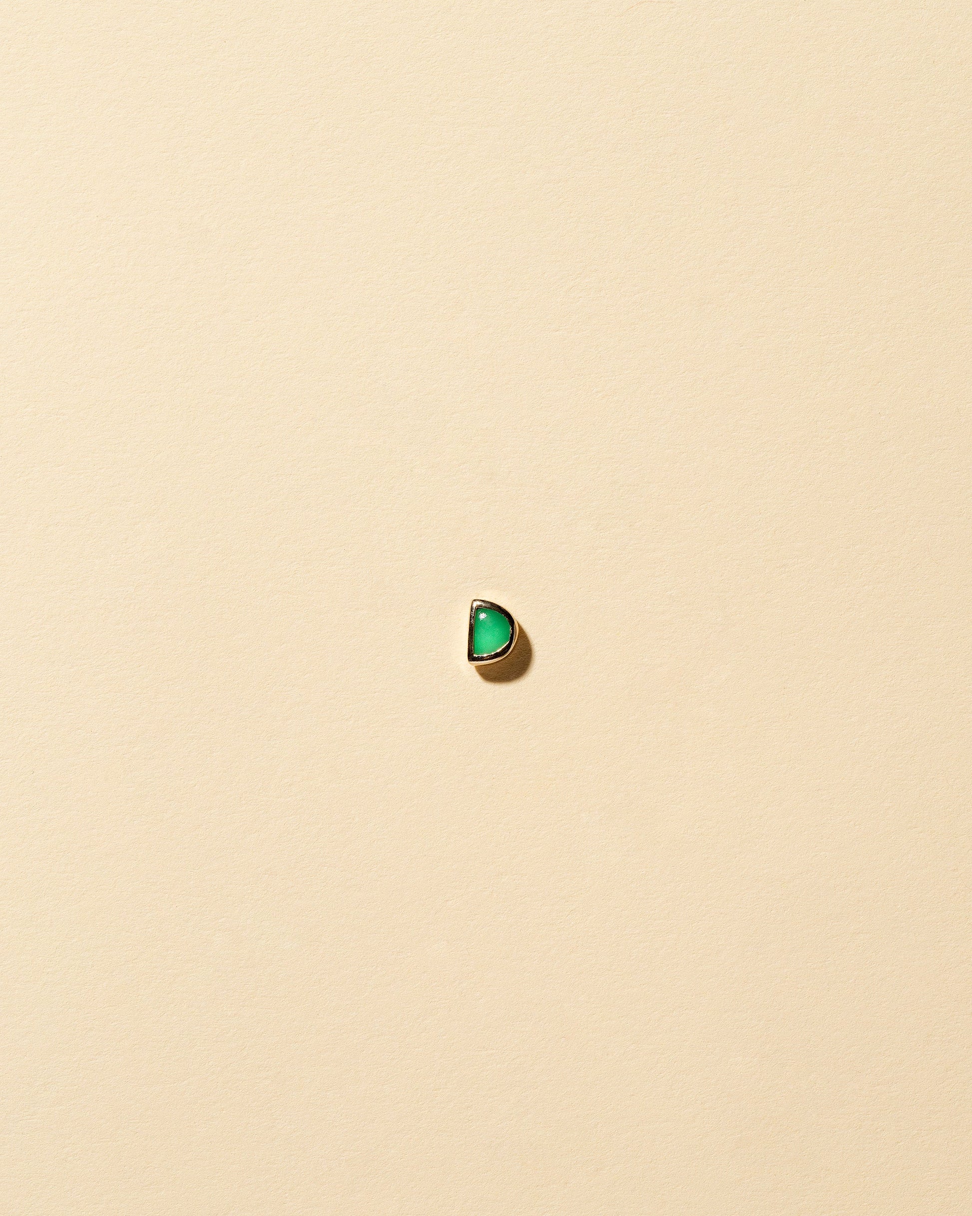 Variscite Half Moon Stud Earring Single on light color background.
