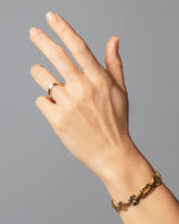 Gold Wide Peak Band on model.