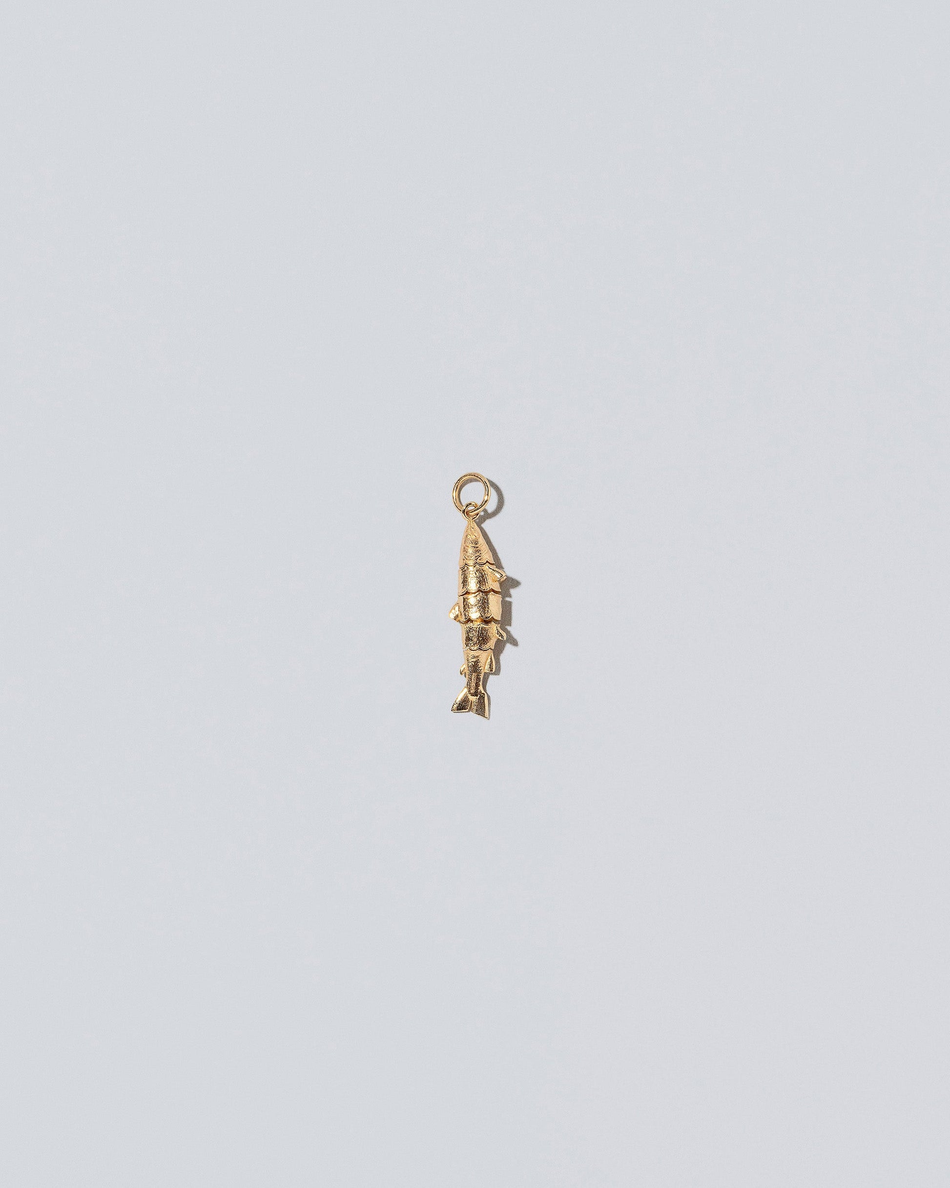 View from the back of the Fish Charm on light color background.