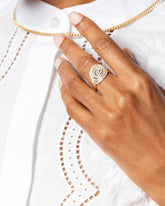 White Diamond Lifecycle Ring on model.