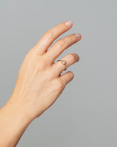 Sun & Moon Ring - Bicolor Yellow Sapphire on model.