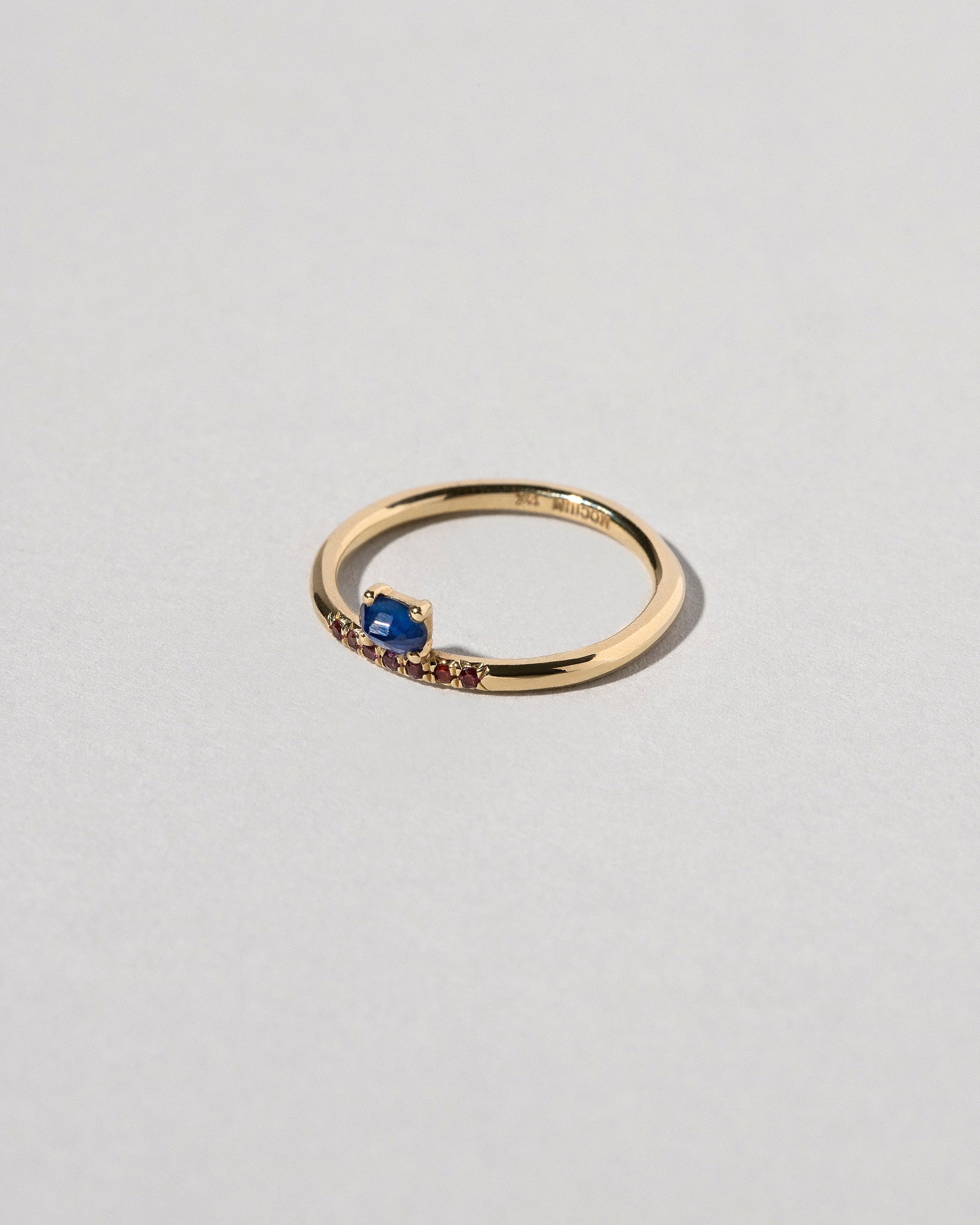  Stacked Ring - Sapphire & Ant Hill Garnet on light color background.