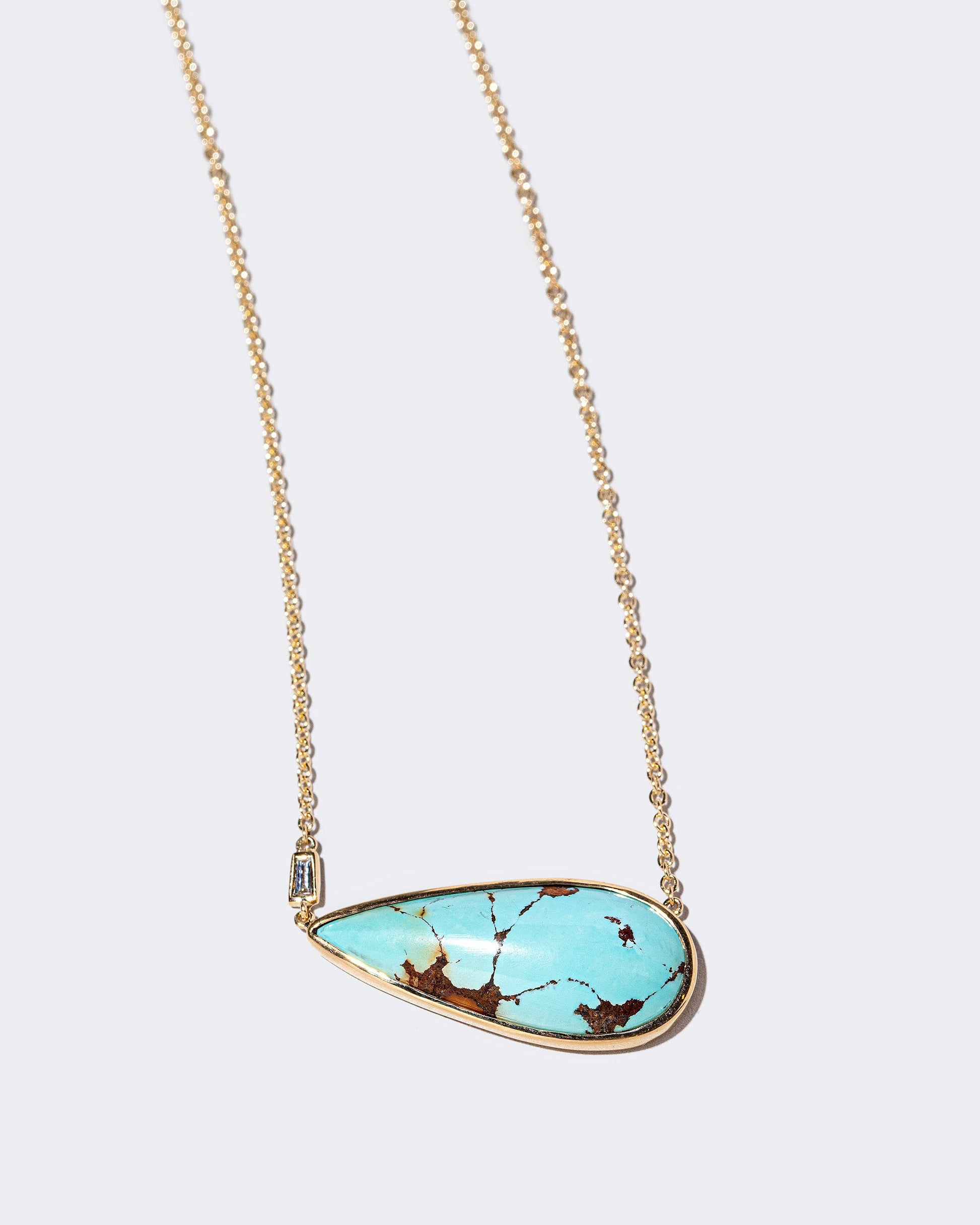 Sky Necklace on light color background.