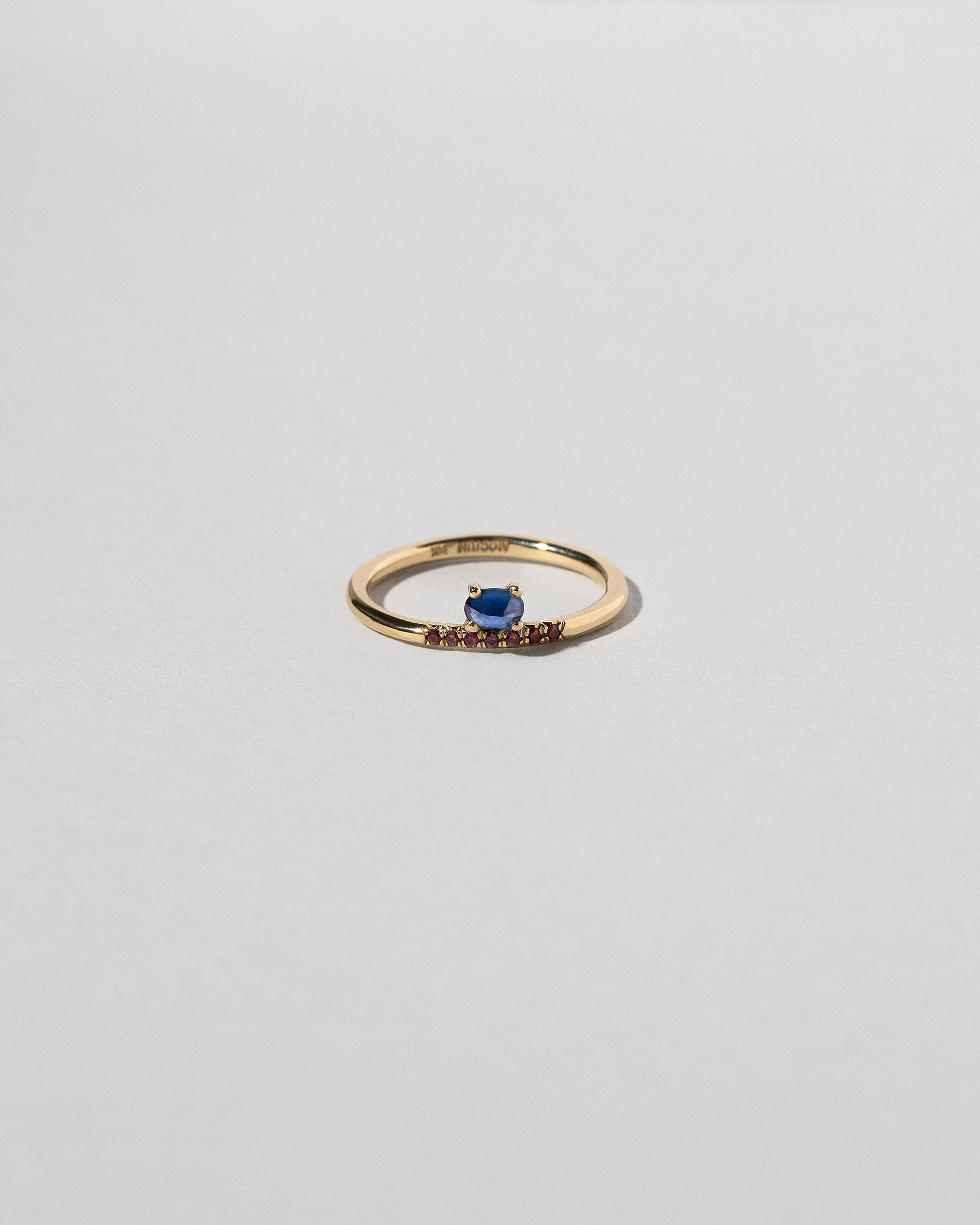  Stacked Ring - Sapphire & Ant Hill Garnet on light color background.